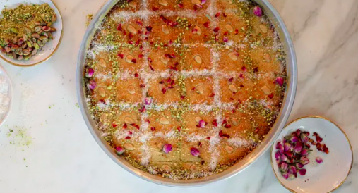 Syrup celebrations: Lebanese semolina cake (namoura) and Kenyan kalimati for Eid– recipe